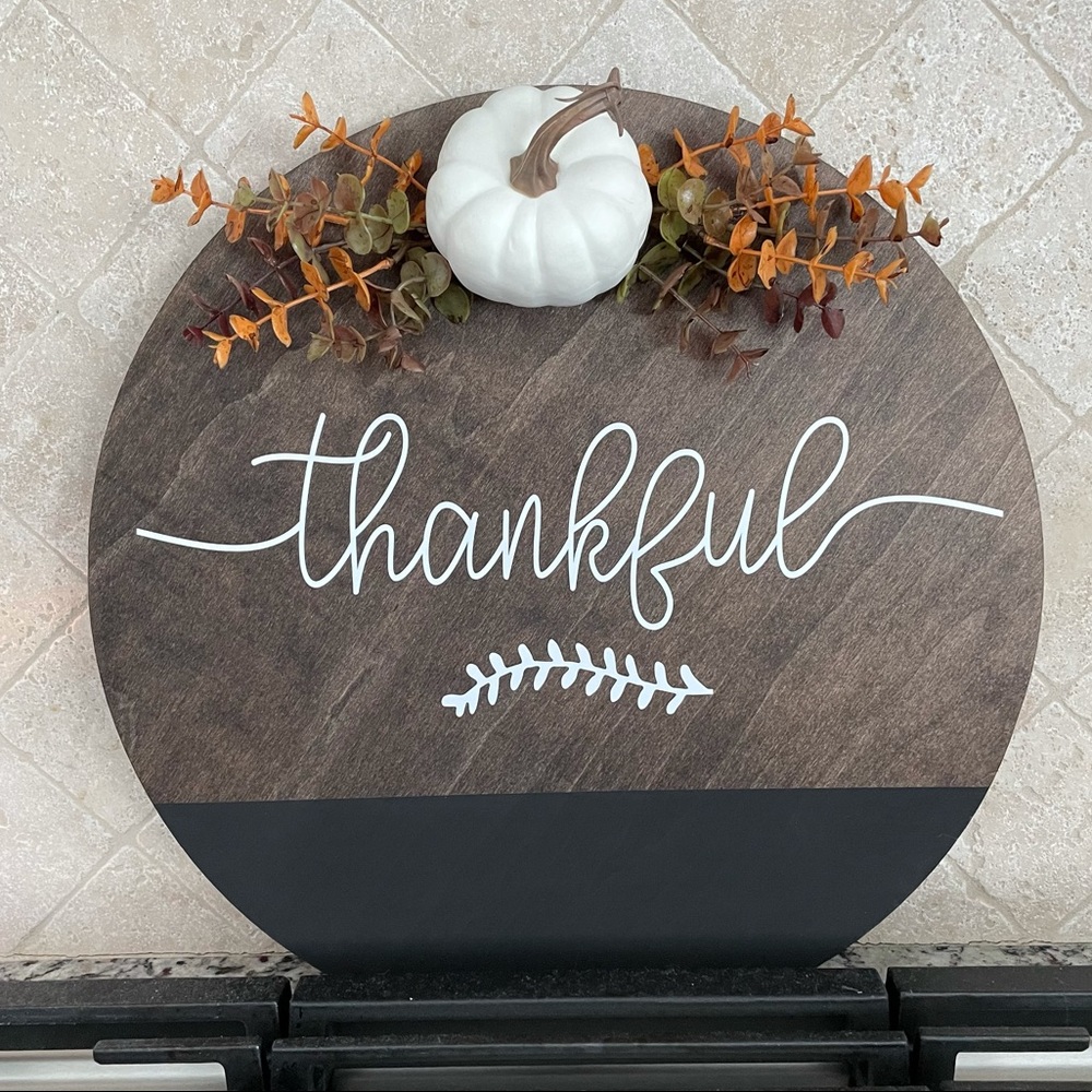Thankful Wooden Sign | Thanksgiving Fall Wreath